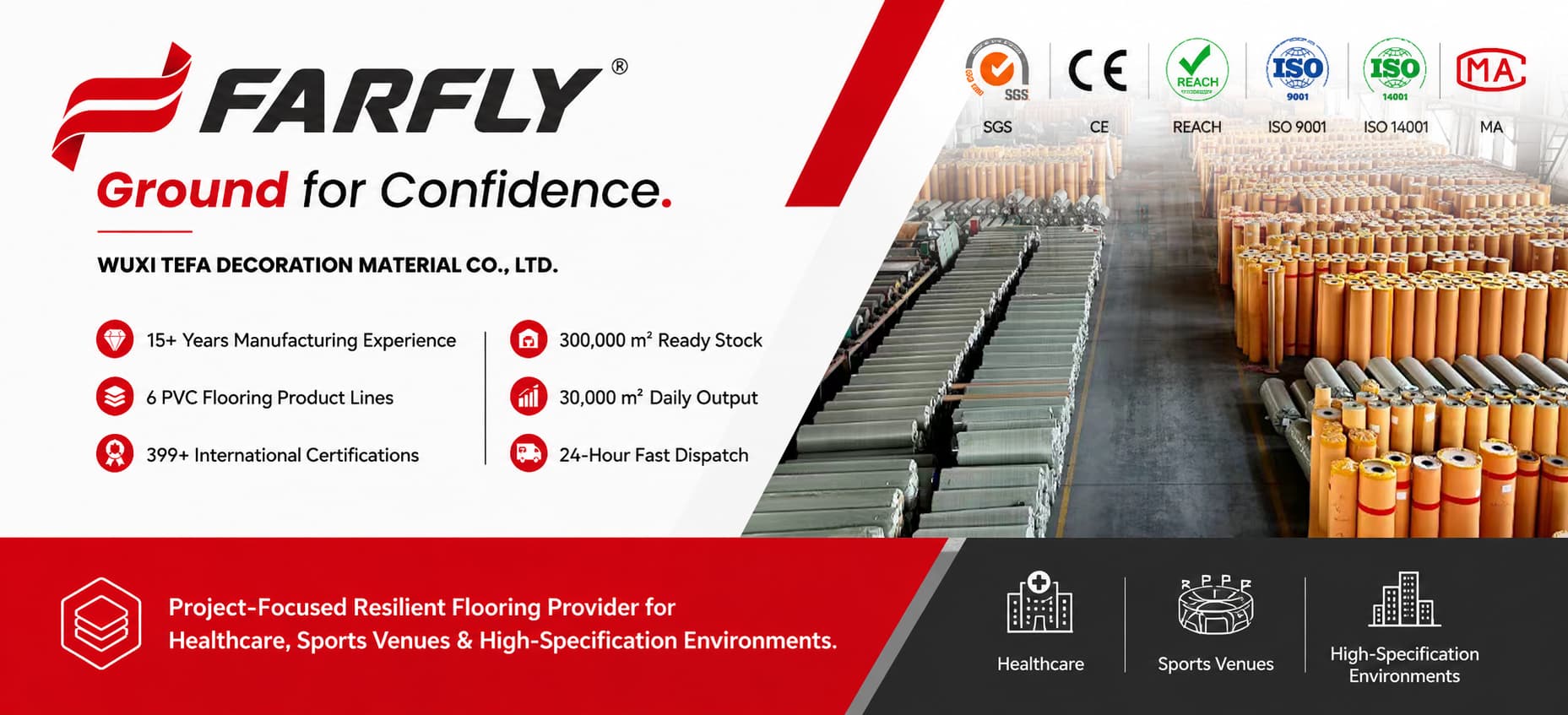 FARFLY: Project-Focused Resilient Flooring Provider for Healthcare, Sports Venues & High-Specification Environments.